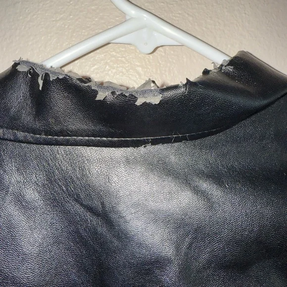 Black Faux Leather Hot & Delicious Jacket w/ Lots of Patches size Small - Picture 7 of 8